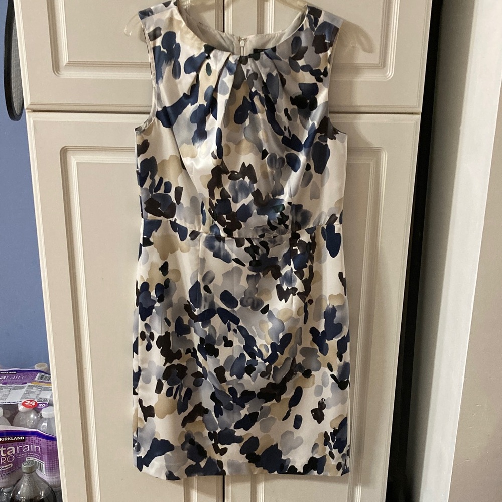 Ann Taylor Blue and Cream Patterned Mini Dress